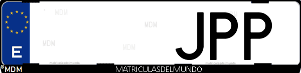 Imágen de matrícula de coche con letras JPP de España
