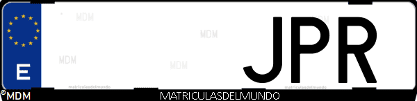 Imágen de matrícula de coche con letras JPR de España