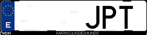 Imágen de matrícula de coche con letras JPT de España