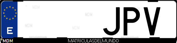 Imágen de matrícula de coche con letras JPV de España