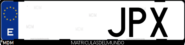 Imágen de matrícula de coche con letras JPX de España