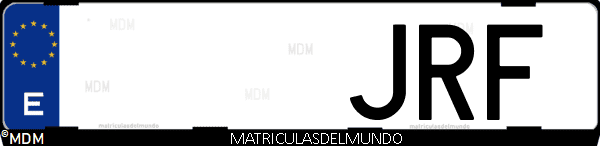Imágen de matrícula de coche con letras JRF de España