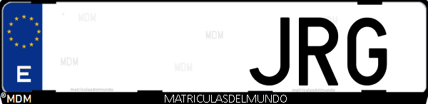 Imágen de matrícula de coche con letras JRG de España