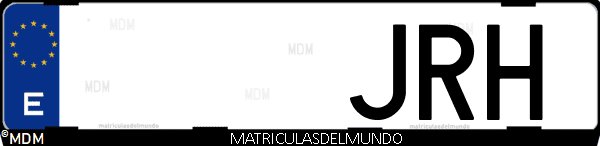 Imágen de matrícula de coche con letras JRH de España