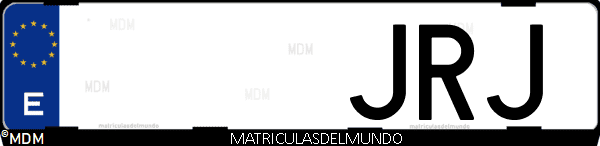 Imágen de matrícula de coche con letras JRJ de España
