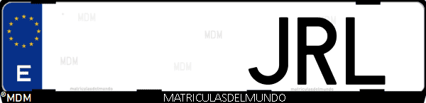 Imágen de matrícula de coche con letras JRL de España