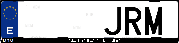 Imágen de matrícula de coche con letras JRM de España