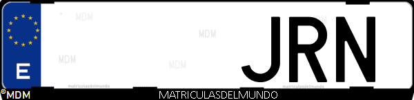 Imágen de matrícula de coche con letras JRN de España