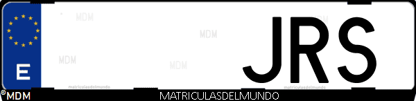 Imágen de matrícula de coche con letras JRS de España