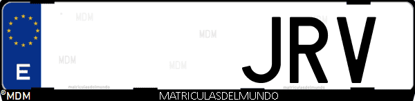 Imágen de matrícula de coche con letras JRV de España