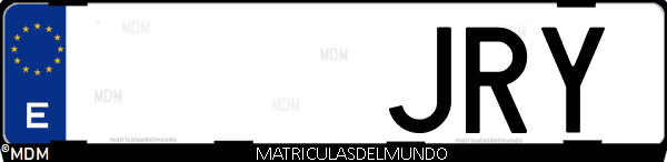 Imágen de matrícula de coche con letras JRY de España