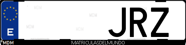 Imágen de matrícula de coche con letras JRZ de España