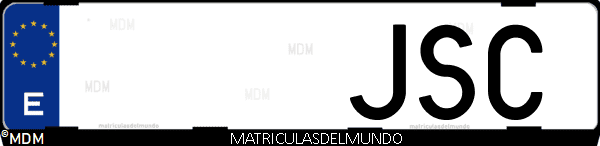 Imágen de matrícula de coche con letras JSC de España
