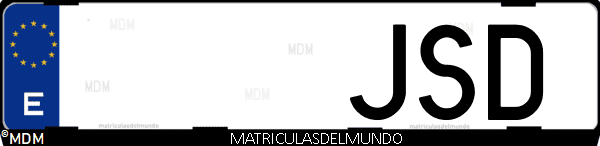 Imágen de matrícula de coche con letras JSD de España