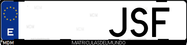 Imágen de matrícula de coche con letras JSF de España