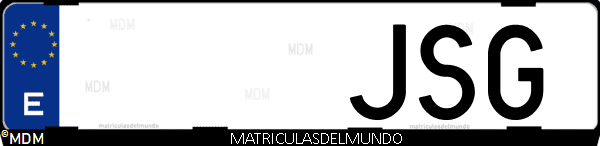 Imágen de matrícula de coche con letras JSG de España