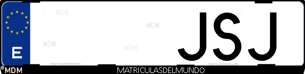 Imágen de matrícula de coche con letras JSJ de España