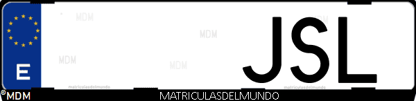 Imágen de matrícula de coche con letras JSL de España