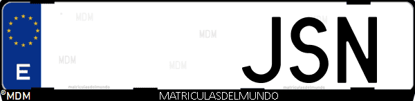 Imágen de matrícula de coche con letras JSN de España
