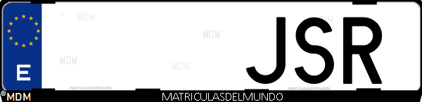 Imágen de matrícula de coche con letras JSR de España
