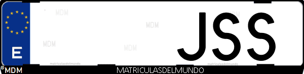 Imágen de matrícula de coche con letras JSS de España
