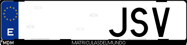 Imágen de matrícula de coche con letras JSV de España