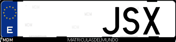 Imágen de matrícula de coche con letras JSX de España