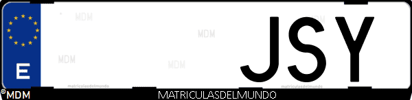 Imágen de matrícula de coche con letras JSY de España