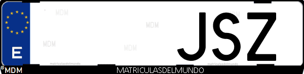 Imágen de matrícula de coche con letras JSZ de España