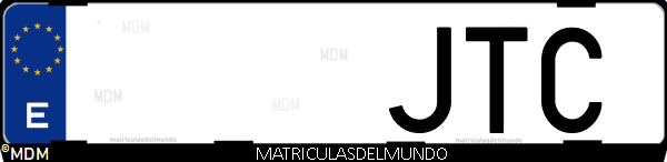 Imágen de matrícula de coche con letras JTC de España
