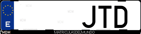 Imágen de matrícula de coche con letras JTD de España
