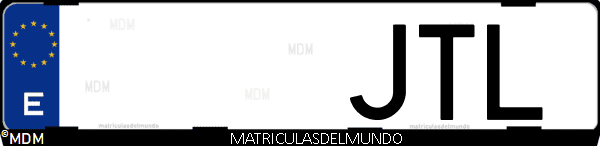 Imágen de matrícula de coche con letras JTL de España