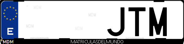 Imágen de matrícula de coche con letras JTM de España
