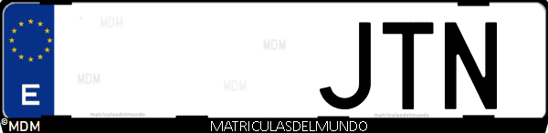 Imágen de matrícula de coche con letras JTN de España