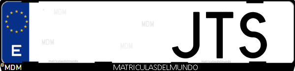 Imágen de matrícula de coche con letras JTS de España