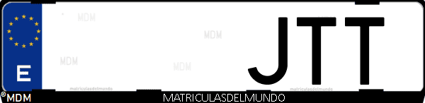 Imágen de matrícula de coche con letras JTT de España