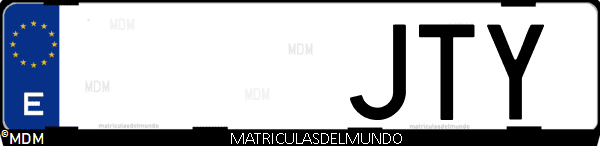 Imágen de matrícula de coche con letras JTY de España