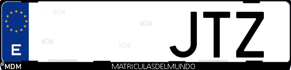 Imágen de matrícula de coche con letras JTZ de España
