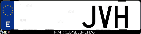 Imágen de matrícula de coche con letras JVH de España