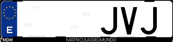 Imágen de matrícula de coche con letras JVJ de España