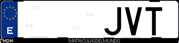 Imágen de matrícula de coche con letras JVT de España