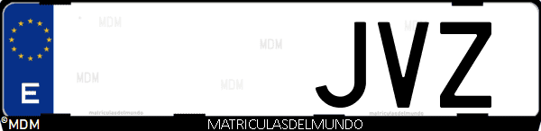 Imágen de matrícula de coche con letras JVZ de España