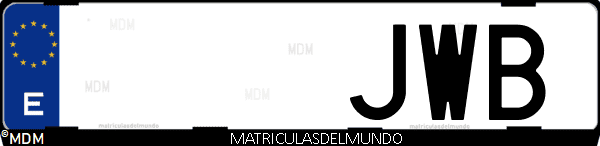 Imágen de matrícula de coche con letras JWB de España