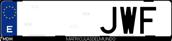 Imágen de matrícula de coche con letras JWF de España