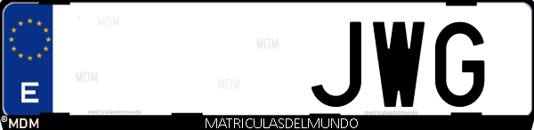 Imágen de matrícula de coche con letras JWG de España
