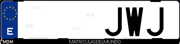 Imágen de matrícula de coche con letras JWJ de España