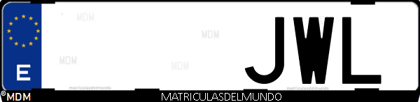 Imágen de matrícula de coche con letras JWL de España