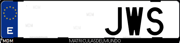 Imágen de matrícula de coche con letras JWS de España