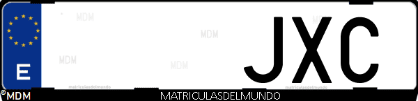 Imágen de matrícula de coche con letras JXC de España