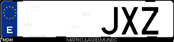 Imágen de matrícula de coche con letras JXZ de España